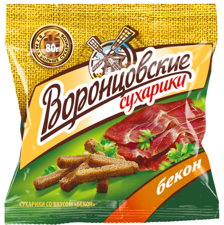 Сухарики ВОРОНЦОВСКИЕ ржано-пшеничные, со вкусом бекона